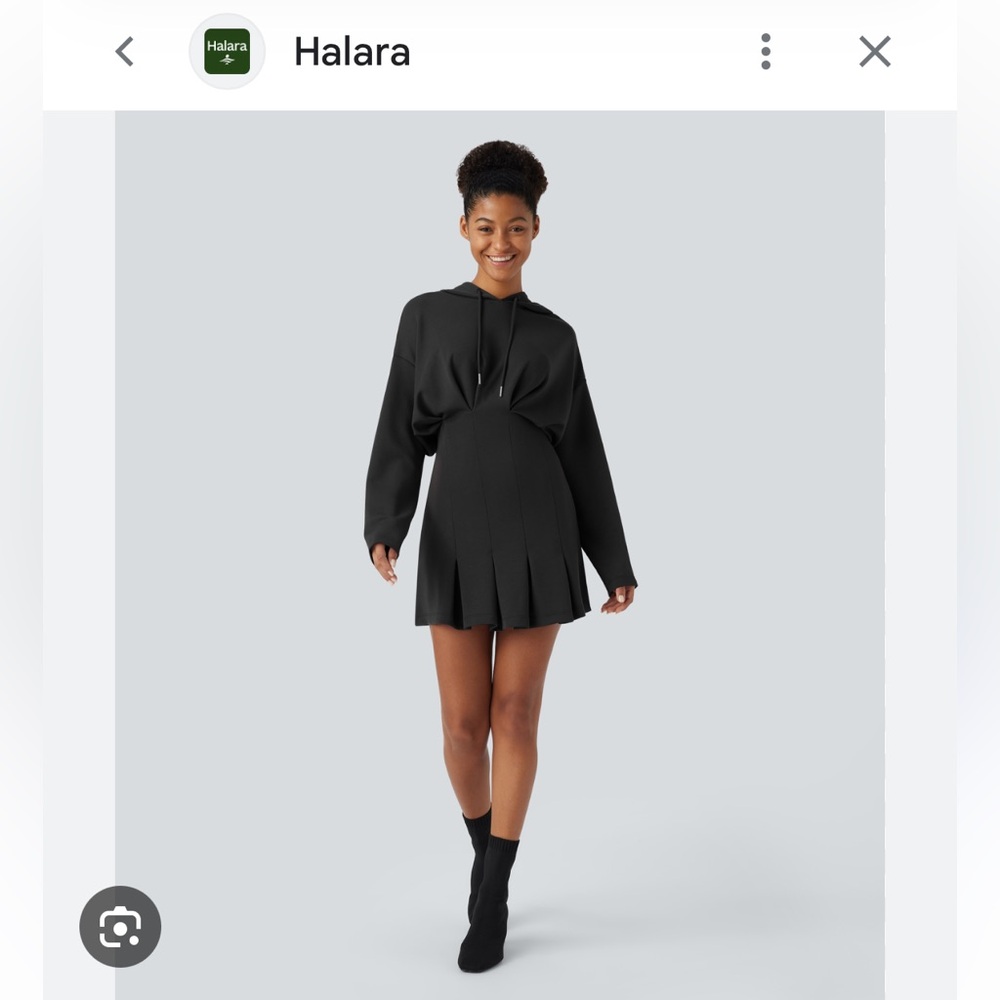 HALARA Black Long Sleeve Hoodie Dress